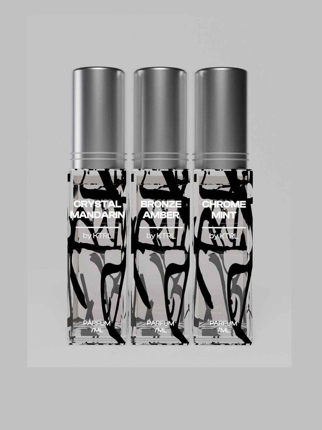 KTRL Set Of 3 Crystal Mandarin- Bronze Amber & Chrome Mint Extrait De Parfum- 7 ml Each