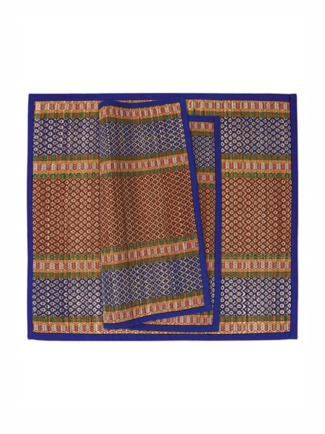 HOKIPO 2Pcs Blue & Maroon River Grass Patterned Floor Mats