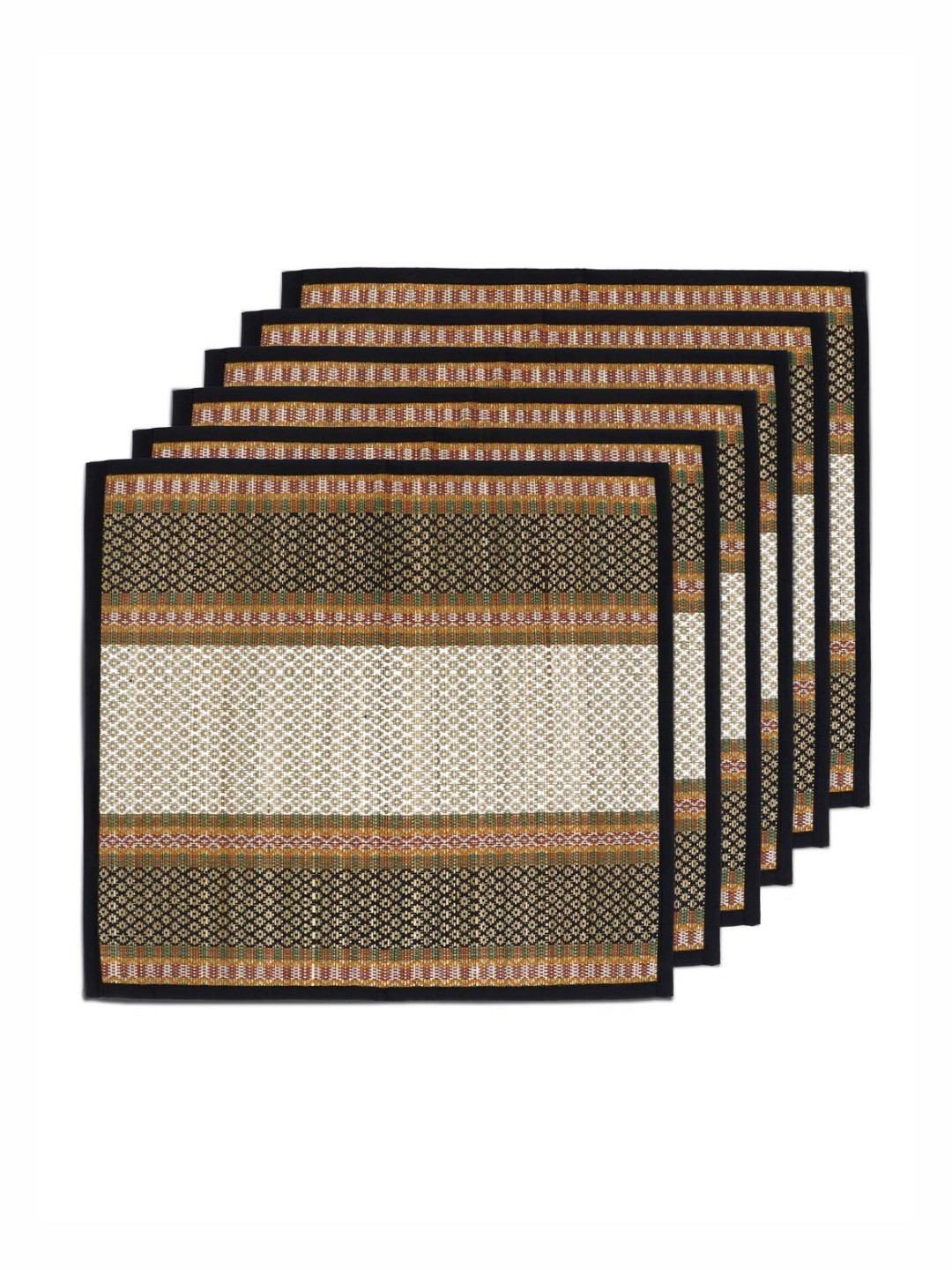 HOKIPO 6Pcs Black & White River Grass Patterned Floor Mats