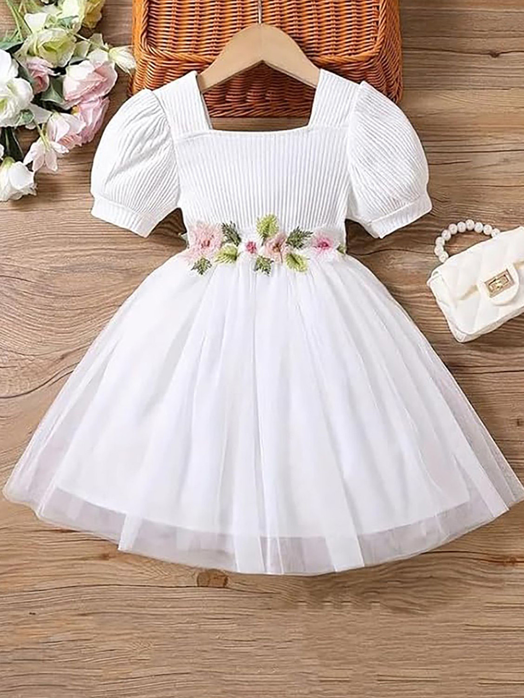 Pamberston Girls Puff Sleeve Fit & Flare Dress