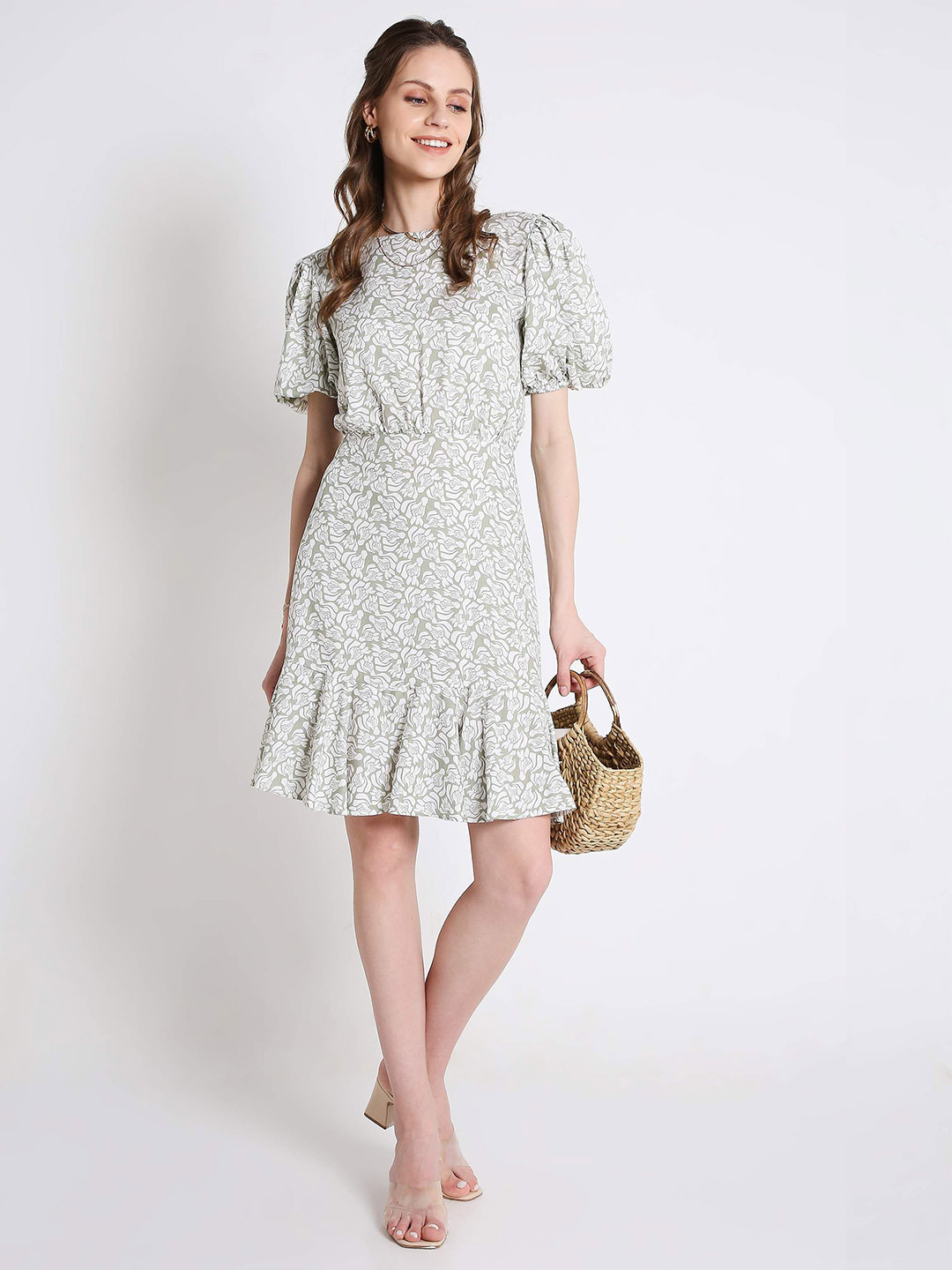 French Theory Women Floral Print A-Line Midi Dress