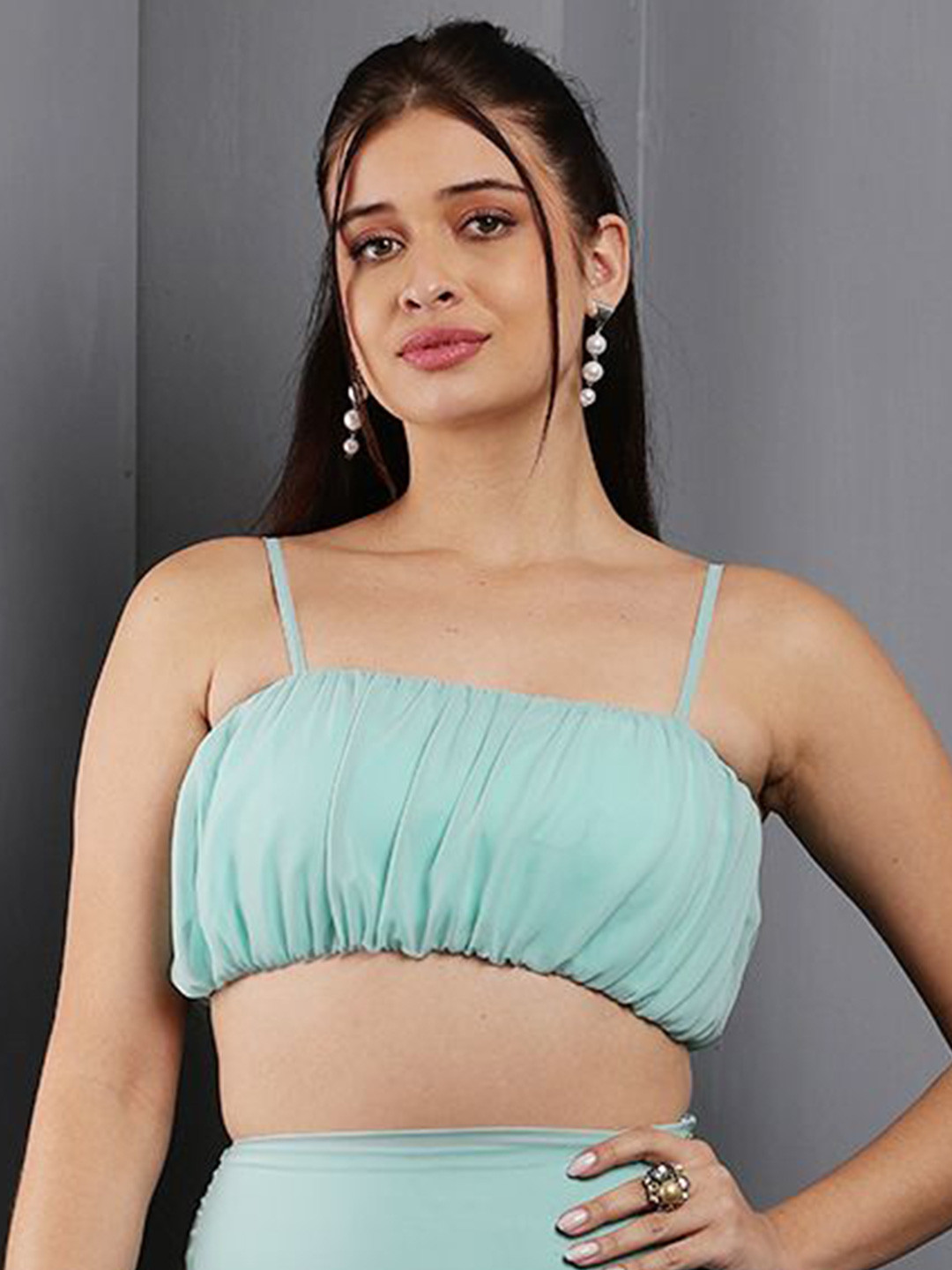 Tushita Georgette Ruched Bralette Crop Top