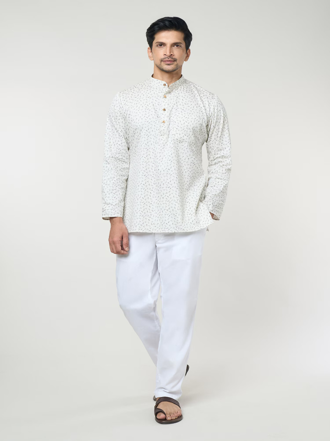 RNG Safawala Floral Printed Mandarin Collar Pure Cotton Tunic With Trousers