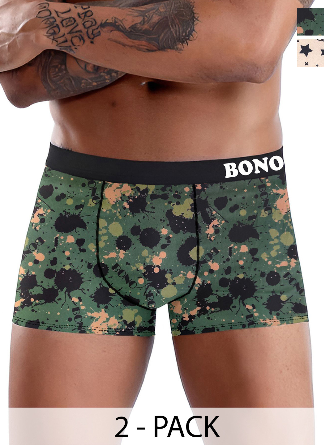 DISPENSER Pack of 2 Anti Bacterial Micromodal Stretchable Printed Trunk C10-C12-M