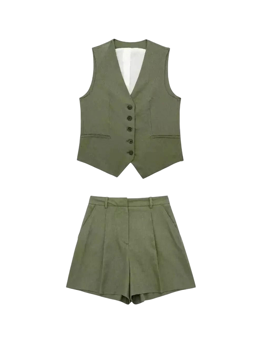 Miss Mosa By Akanksha  Green Carter Linen Co-Ord Set