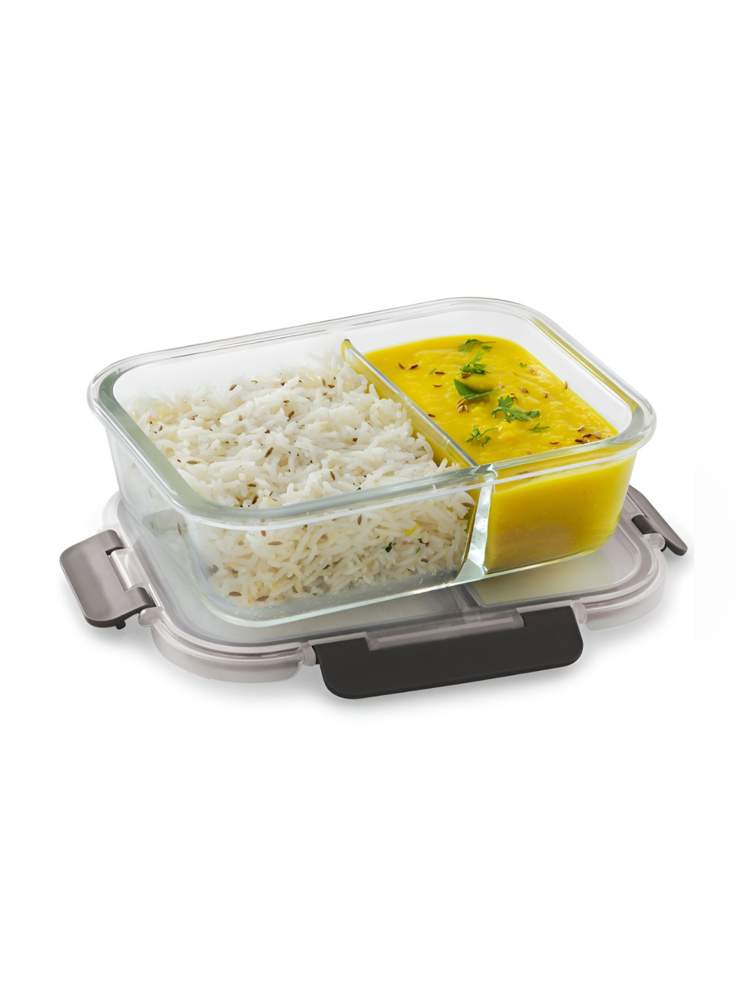 Magnus Grey Borosilicate Glass Dishwasher Safe Clip-On Canister-970ml