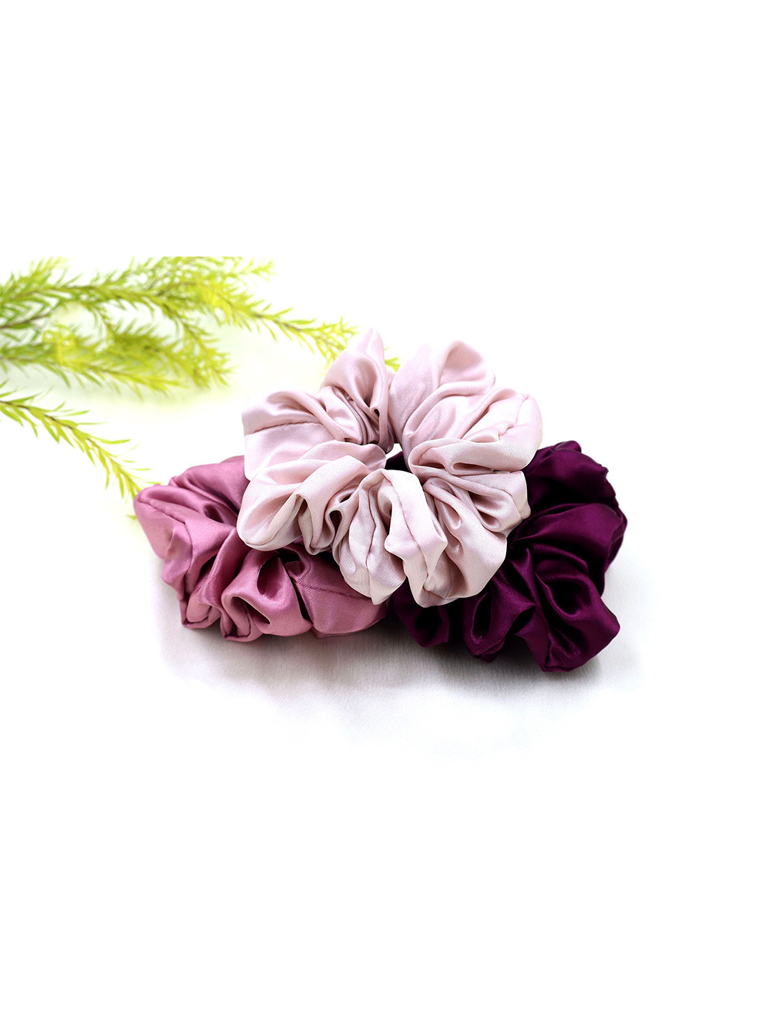KLIYARA Women Set of 3 Satin Scrunchies
