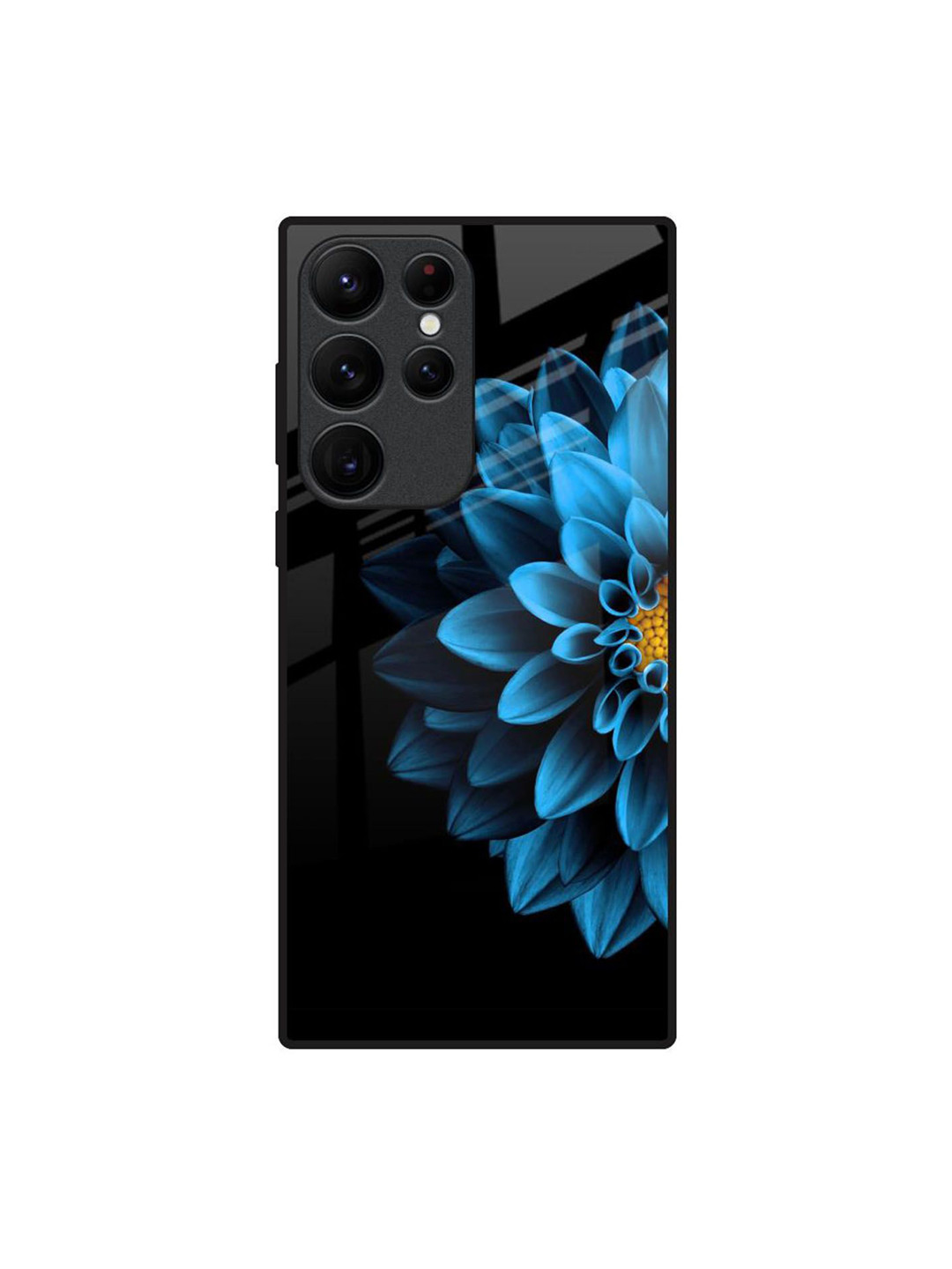 QRIOH Half Blue Flower Real Printed Samsung Galaxy S22 Ultra Back Case