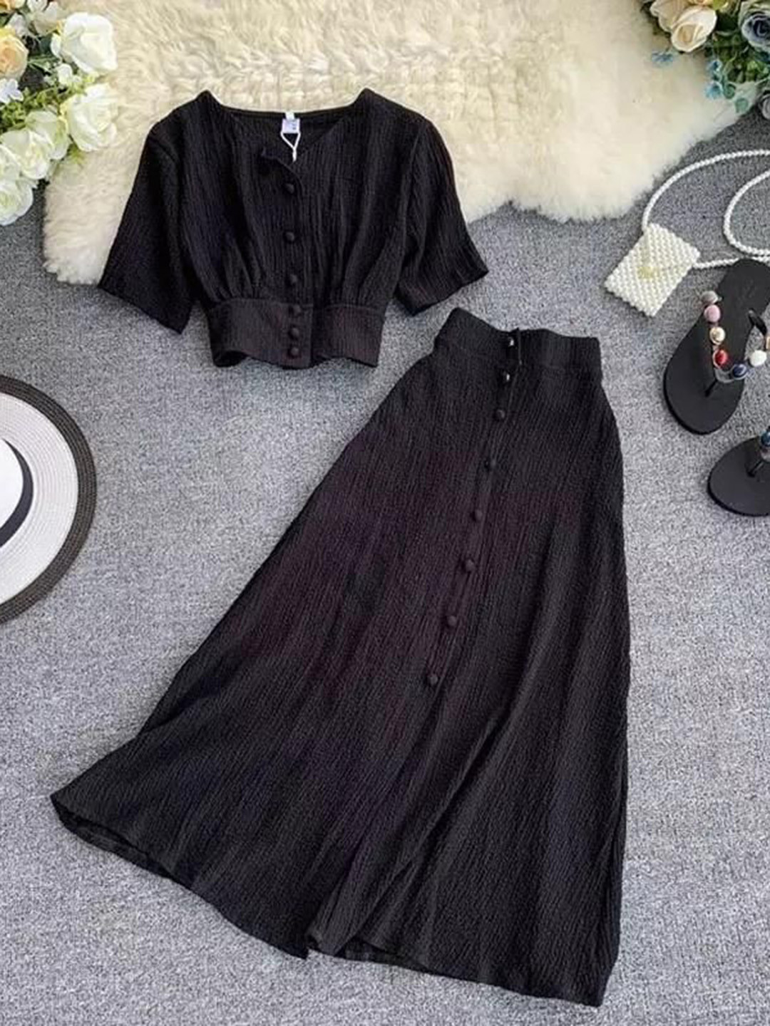 Miss Mosa By Akanksha  Black Roger Buttoned Co-Ords Sets