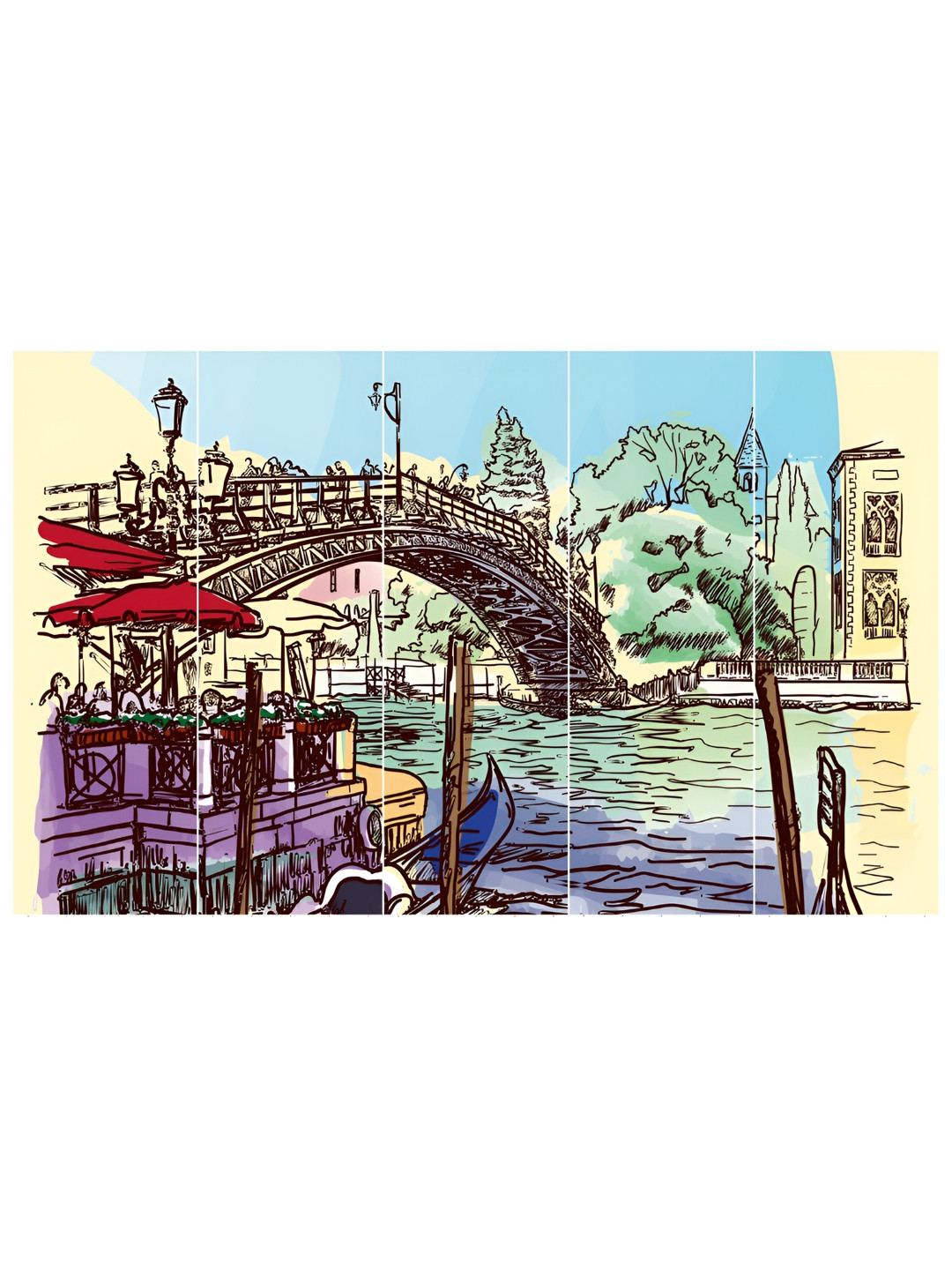 Inephos Beige & Lavender Canvas Abstract Wall Art