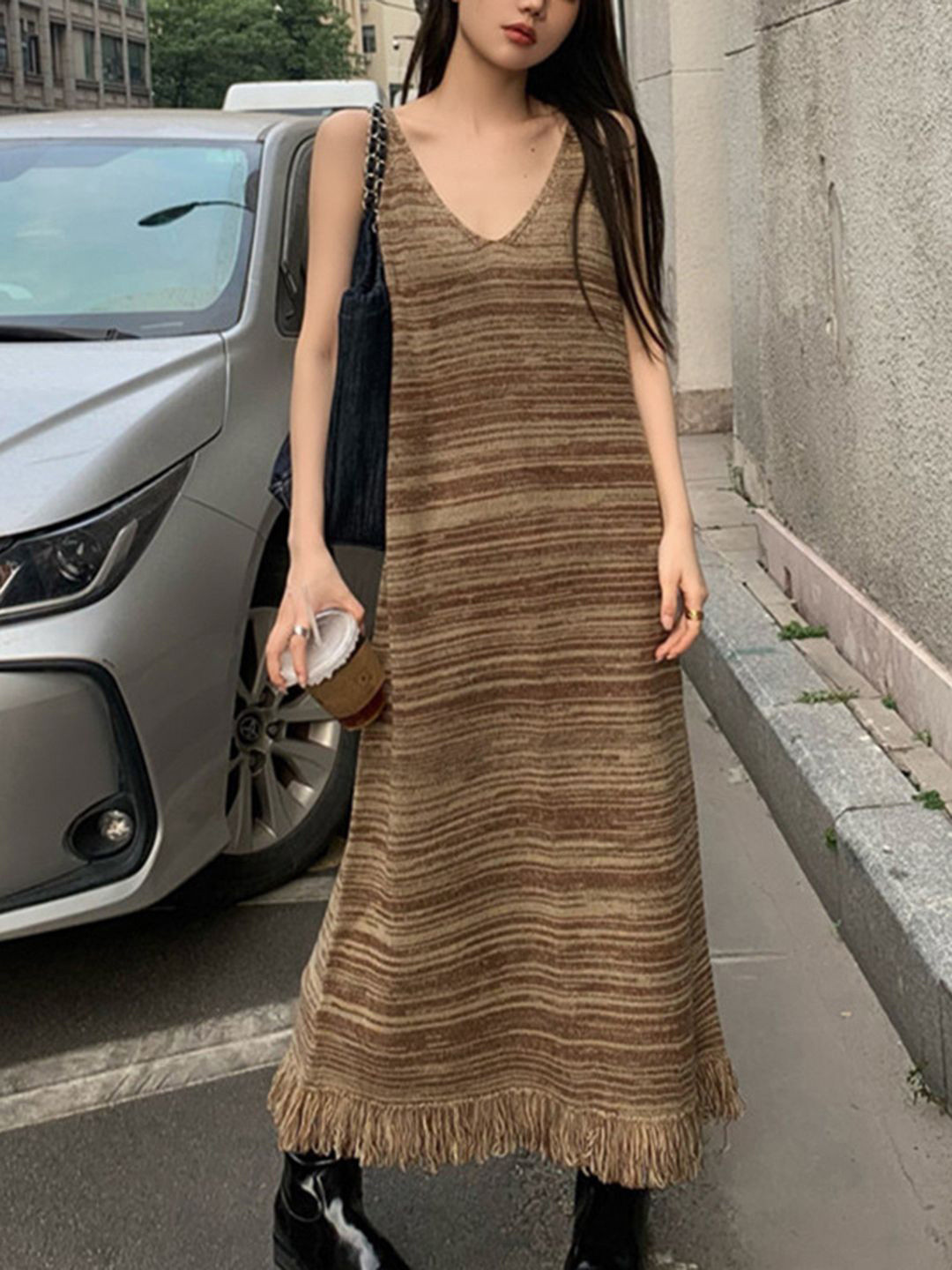 Mast & Harbour Women Self Design Printed A-Line Dress