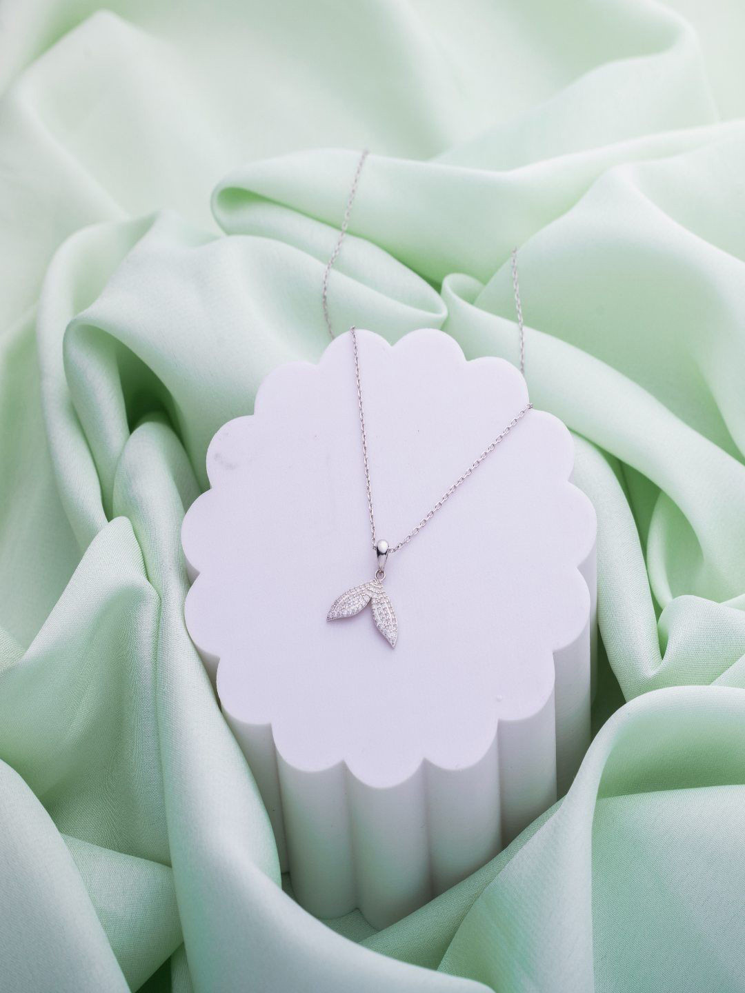 LIORA 925 Silver Jewellery Sterling Silver Rhodium Plated Fish Tail Pendant With Chain