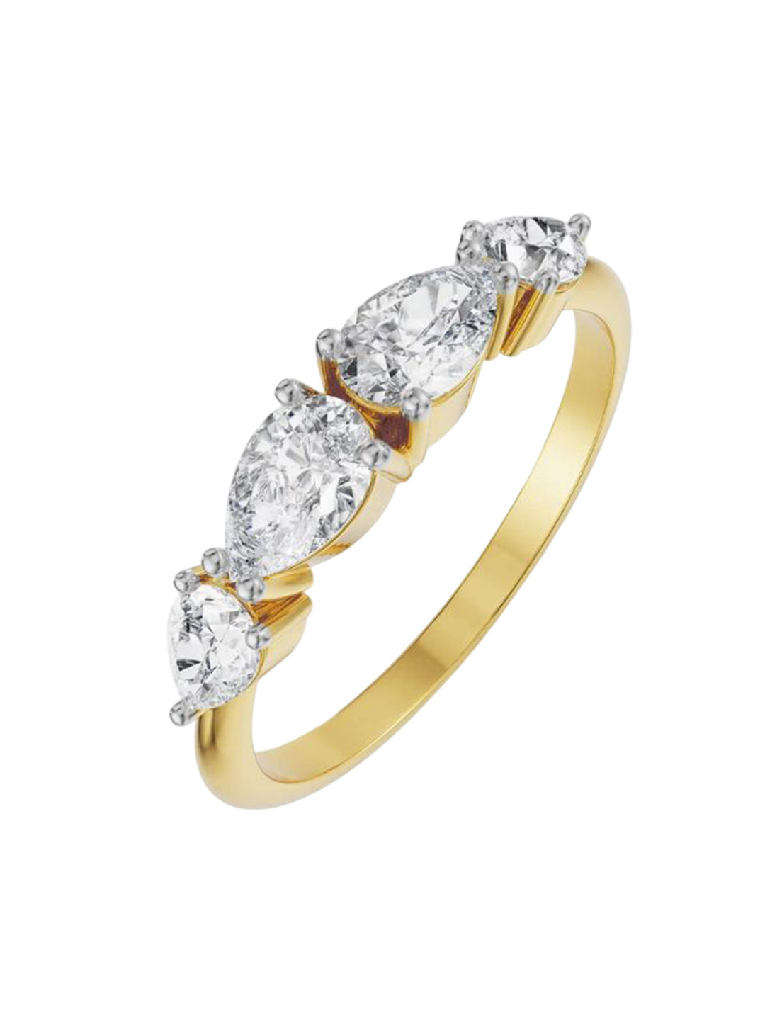 Emori Four Pear Lab Diamond in 14KT Gold Ring