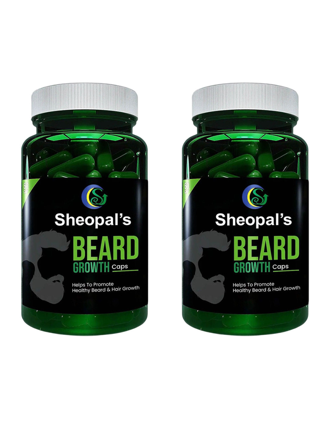 Sheopal's Set Of 2 Beard Growth Capsules For Thicker & Longer Beard - 60 Capsules Each
