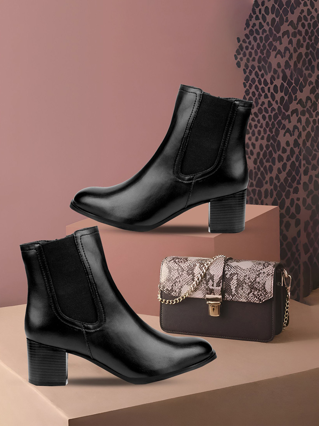 Bxxy Women Faux Zipper High Ankle Boots and Chelsea Boot