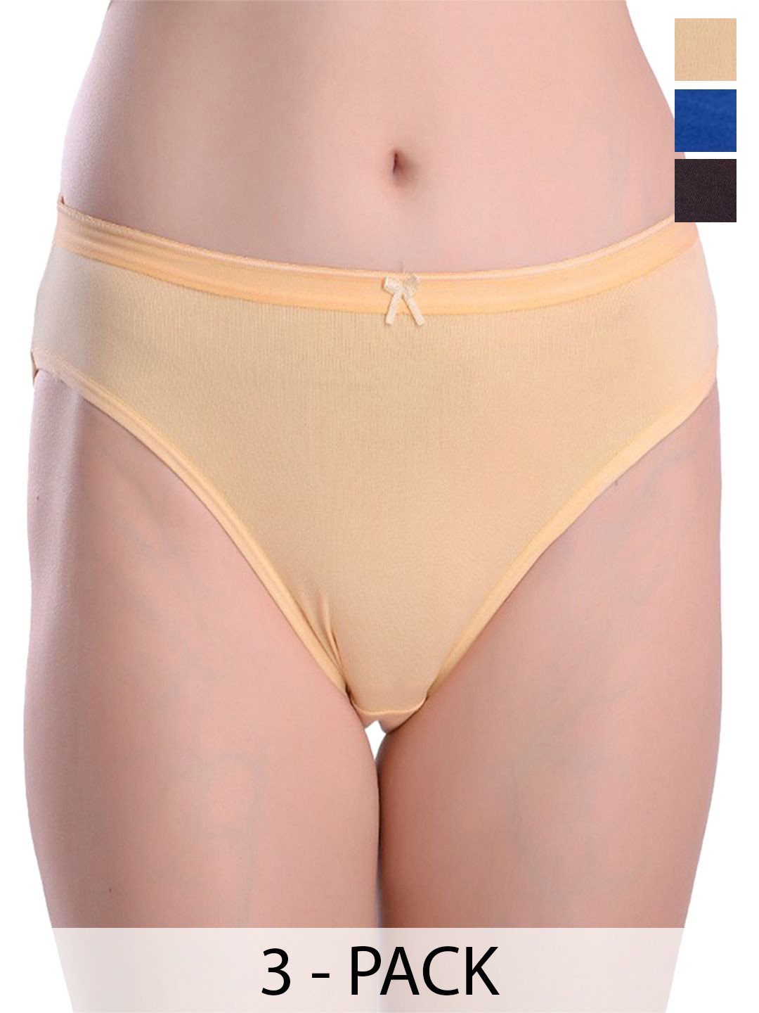 Valles365 by S.C. Pack of 3 Bikini Briefs - BIKCM3BGBKBLU-S