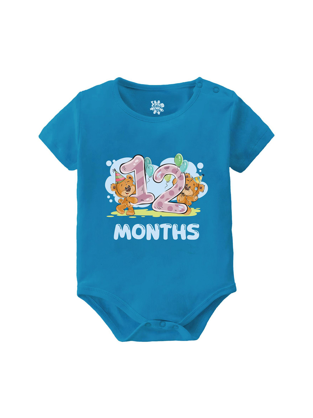 Baby Buzz Kids Printed Round Neck Short Sleeves Pure Cotton Bodysuit