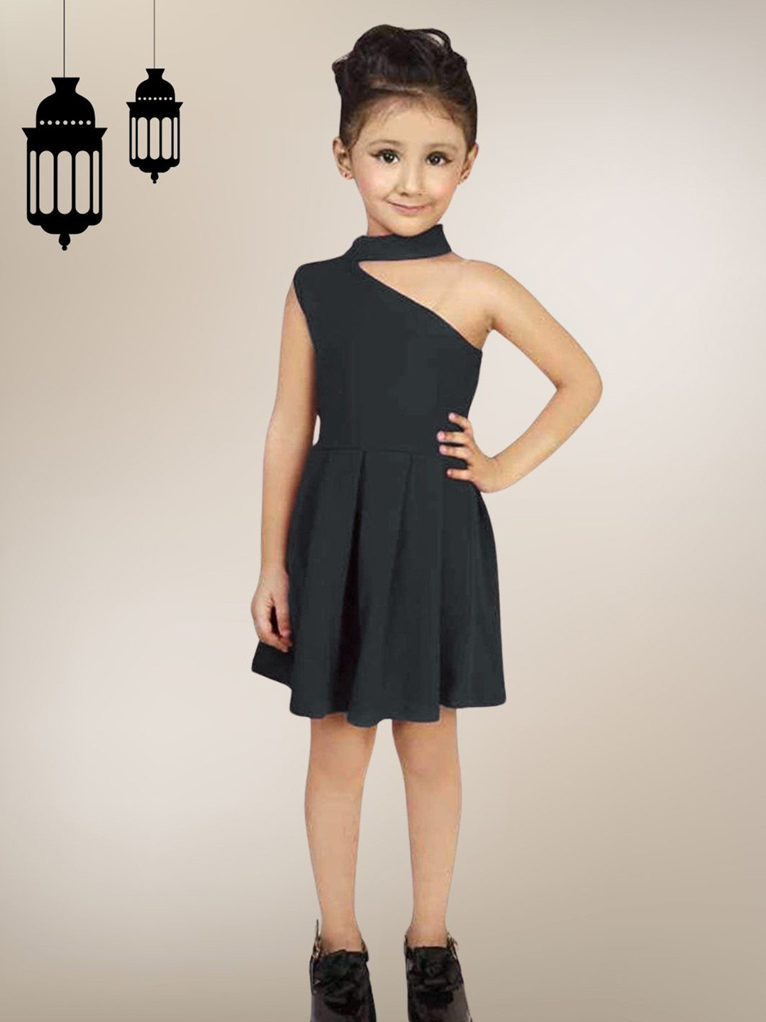 BAESD Girls Cotton One Shoulder Sleeveless Fit and Flare Dress