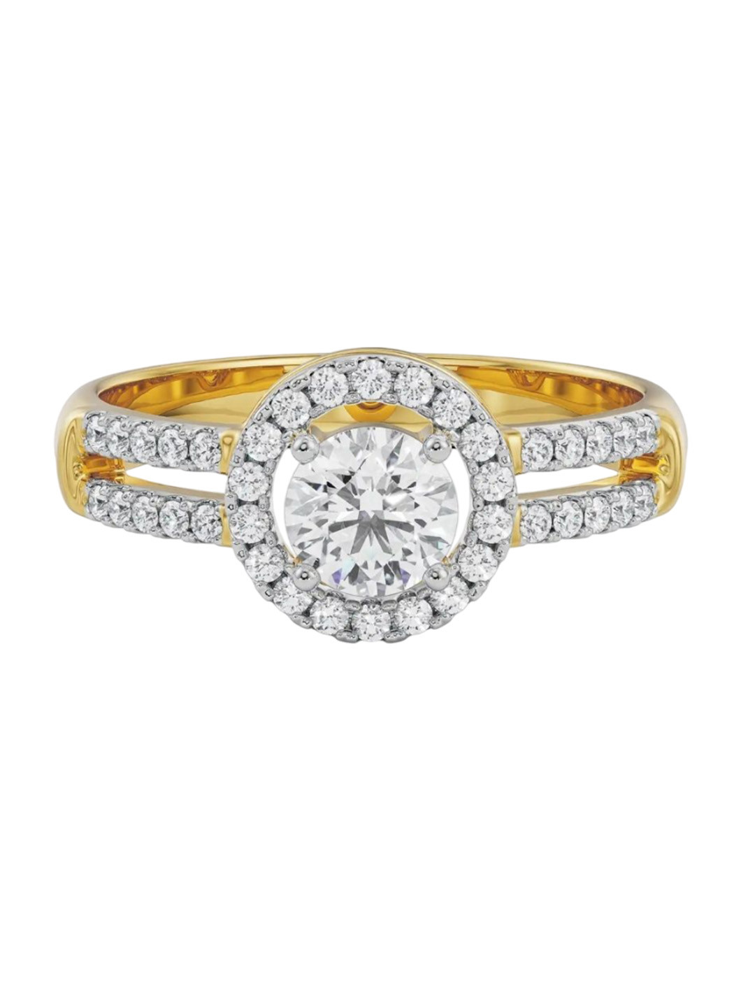 Emori Lily Halo Engagement Lab Diamond Ring in 18KT Gold