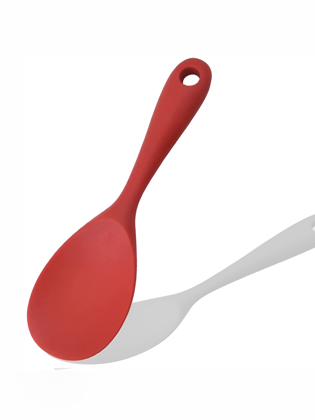 Baskety Red Non-Stick Rice Spoon Silicone Ladle With Handle