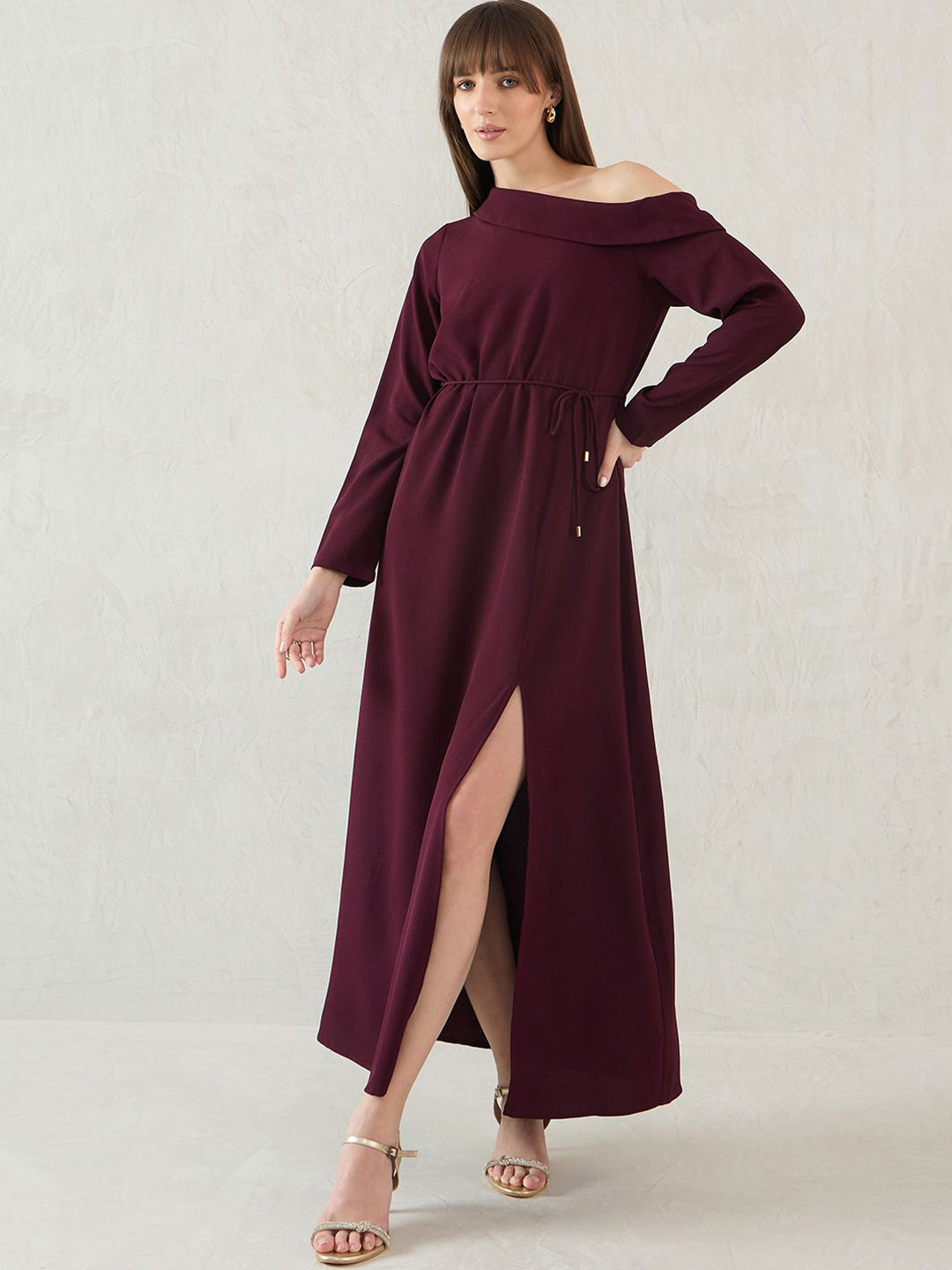 FEMMELLA One Shoulder Maxi Dress Slit Detail