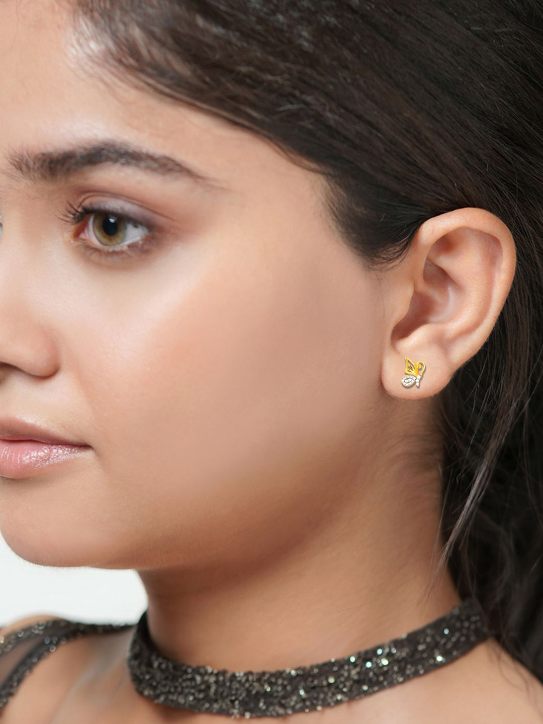 BHIMA 22K BIS Hallmark 916 Purity Yellow Gold Butterfly Earring