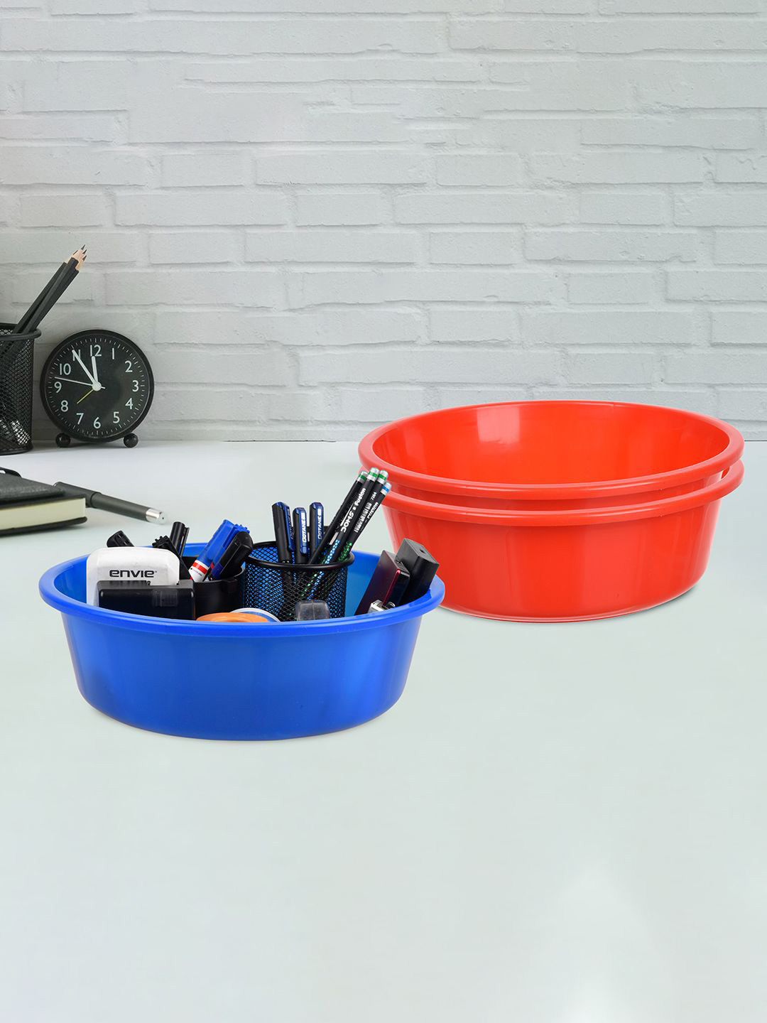 Kuber Industries Red and Blue 3 Pieces Desk Organisers