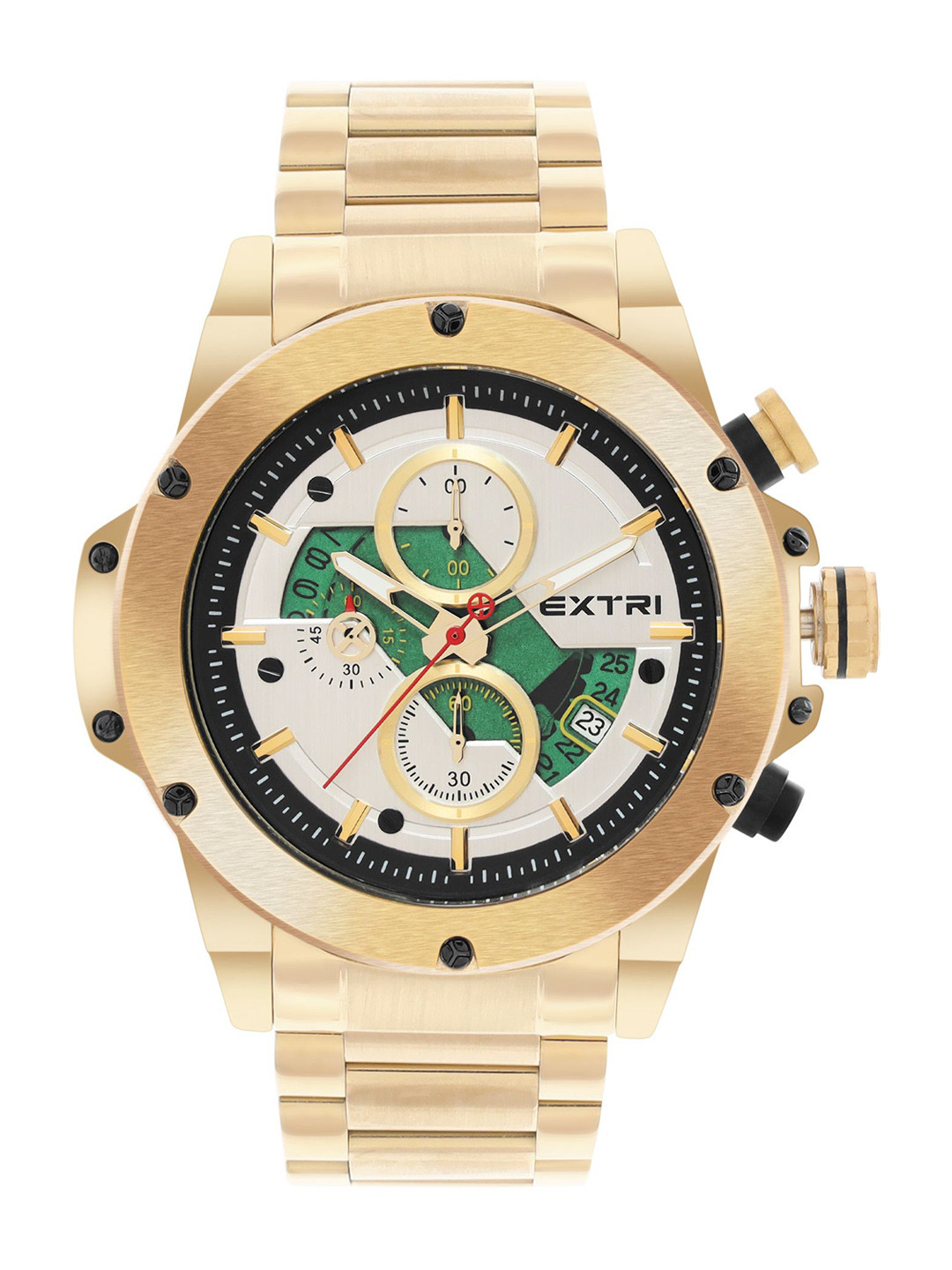 EXTRI Men Dial & Stainless Steel Bracelet Style Straps Analogue Watch X6080-G