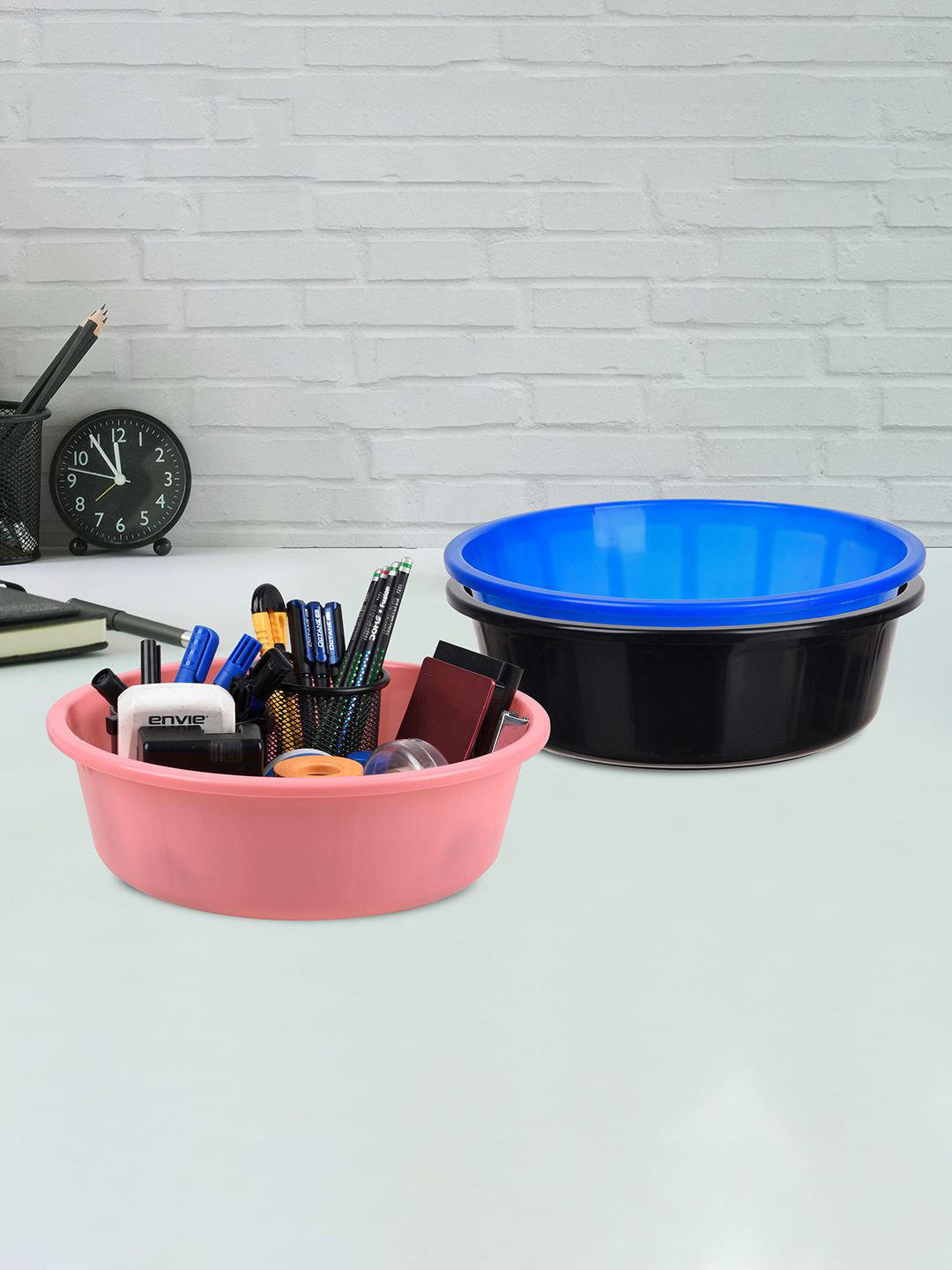 Kuber Industries Black & Blue 3 Pieces Regular Desk Organisers