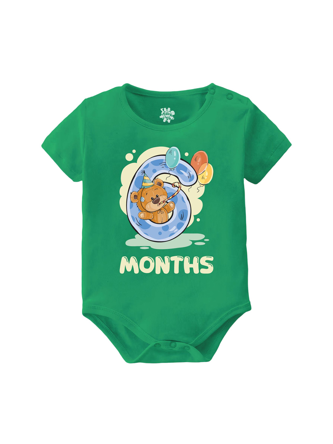 Baby Buzz Kids Printed Round Neck Short Sleeves Pure Cotton Bodysuit