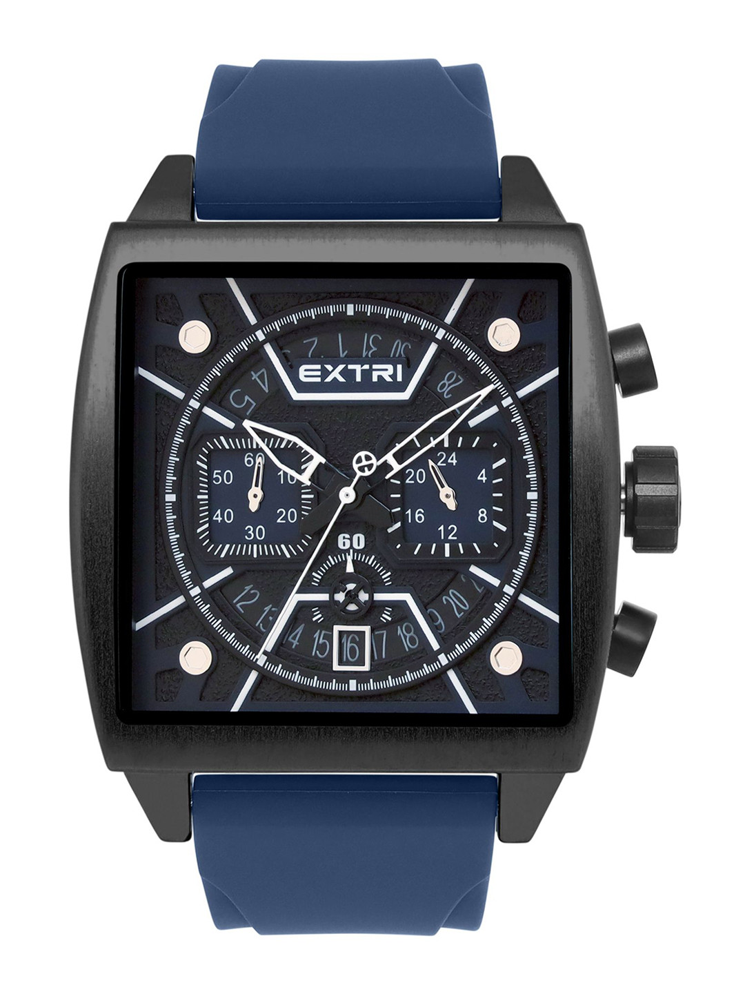 EXTRI Men Textured Dial & Silicon Straps Chronograph Analogue Hybrid Watch X6076-D
