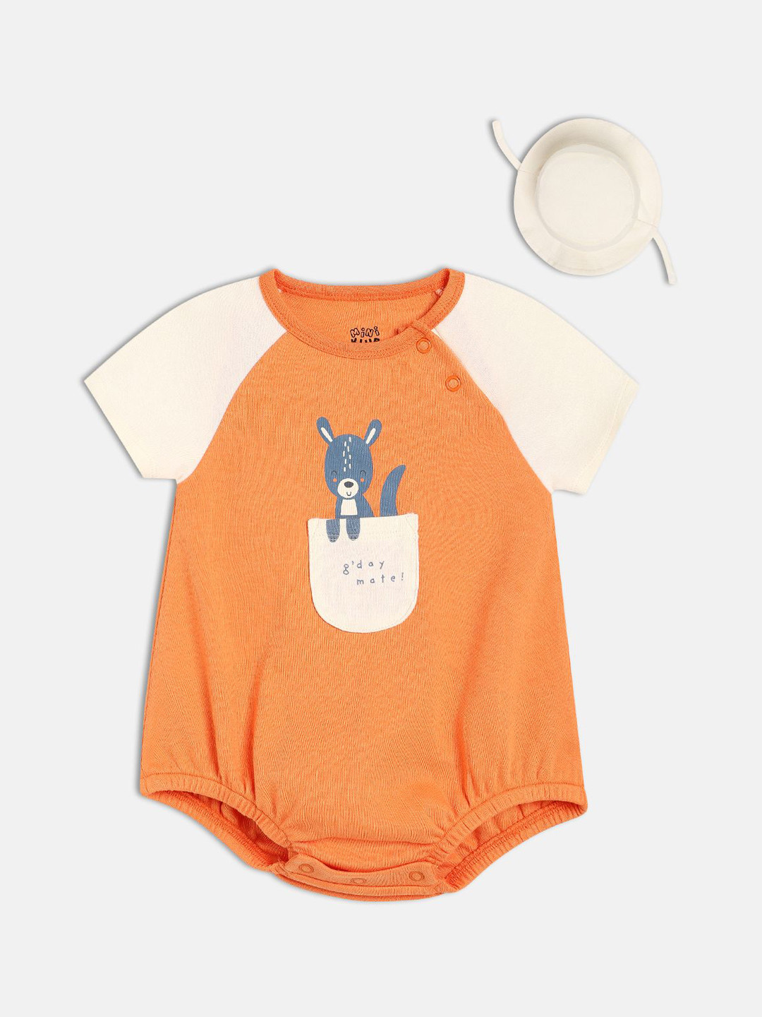 MINI KLUB Infant Boys Cartoon Printed Cotton Half Sleeves Bodysuit