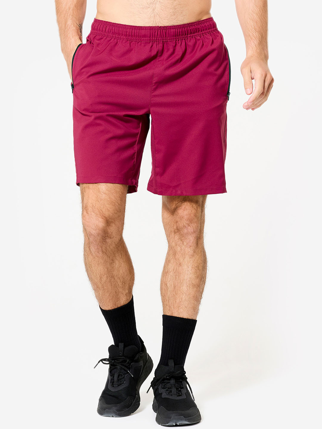 Decathlon Men Maroon Quick Dry Fitness Shorts With Pocket