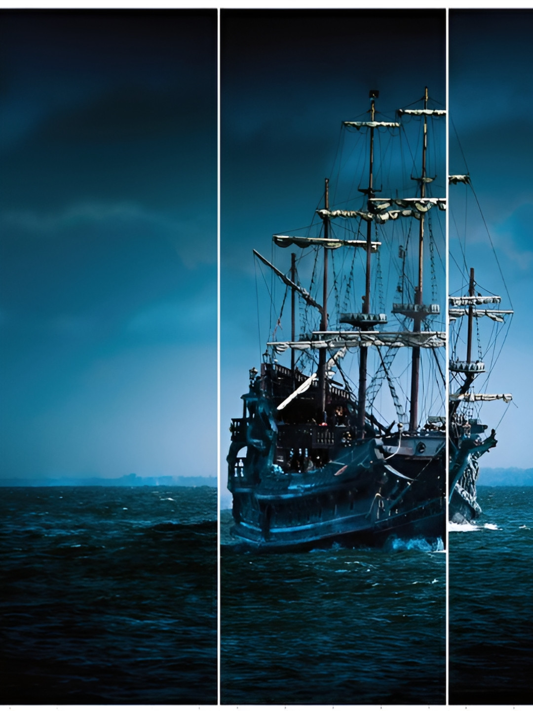 Inephos White & Blue 5 Pieces Creative Artwork Abstract Vinyl Wall Art