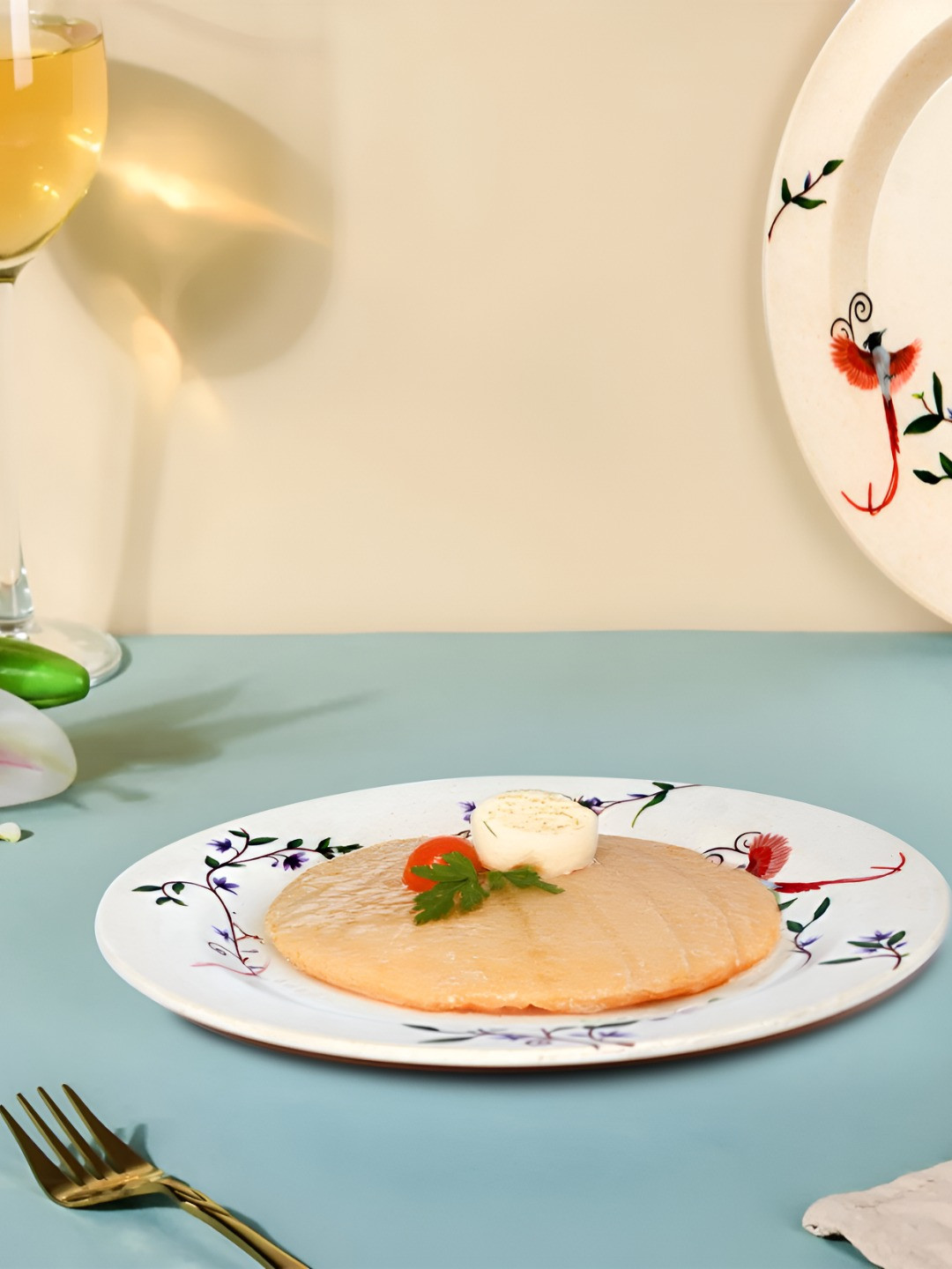 Truly Eco Smart Living Retail White & Green 4 Pieces Printed Bamboo Dishwasher Safe Plates