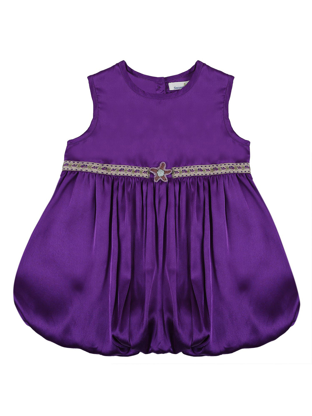 ShopperTree Girls Round Neck Balloon Midi Dress