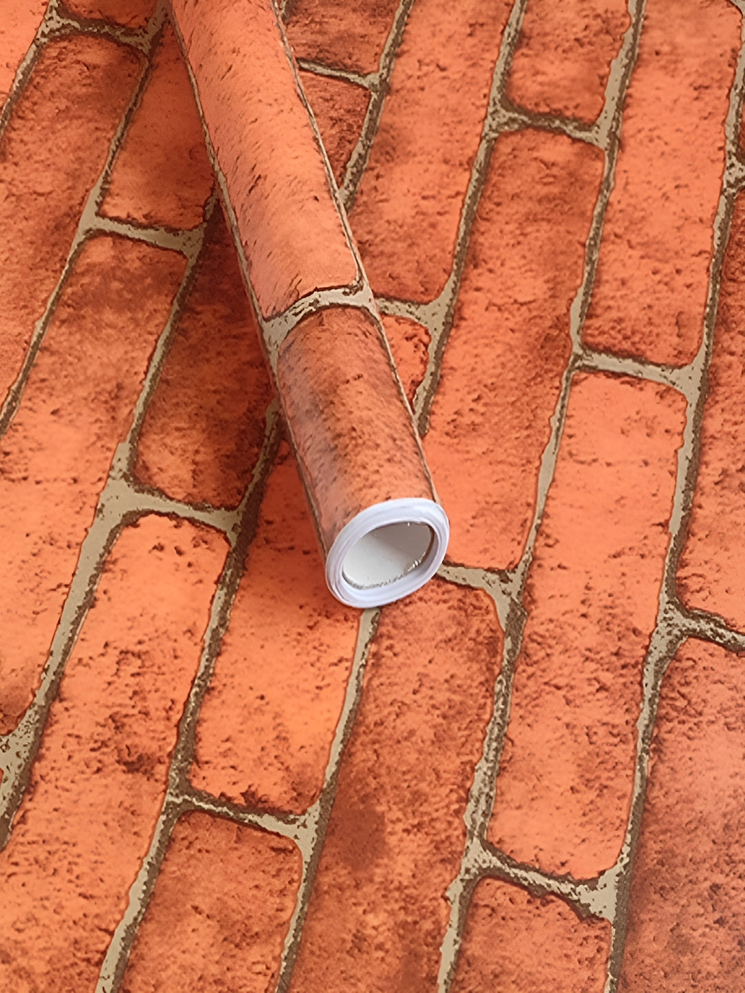 ANNA CREATIONS Brown & Red Brick Printed Self-Adhesive Waterproof Wallpaper