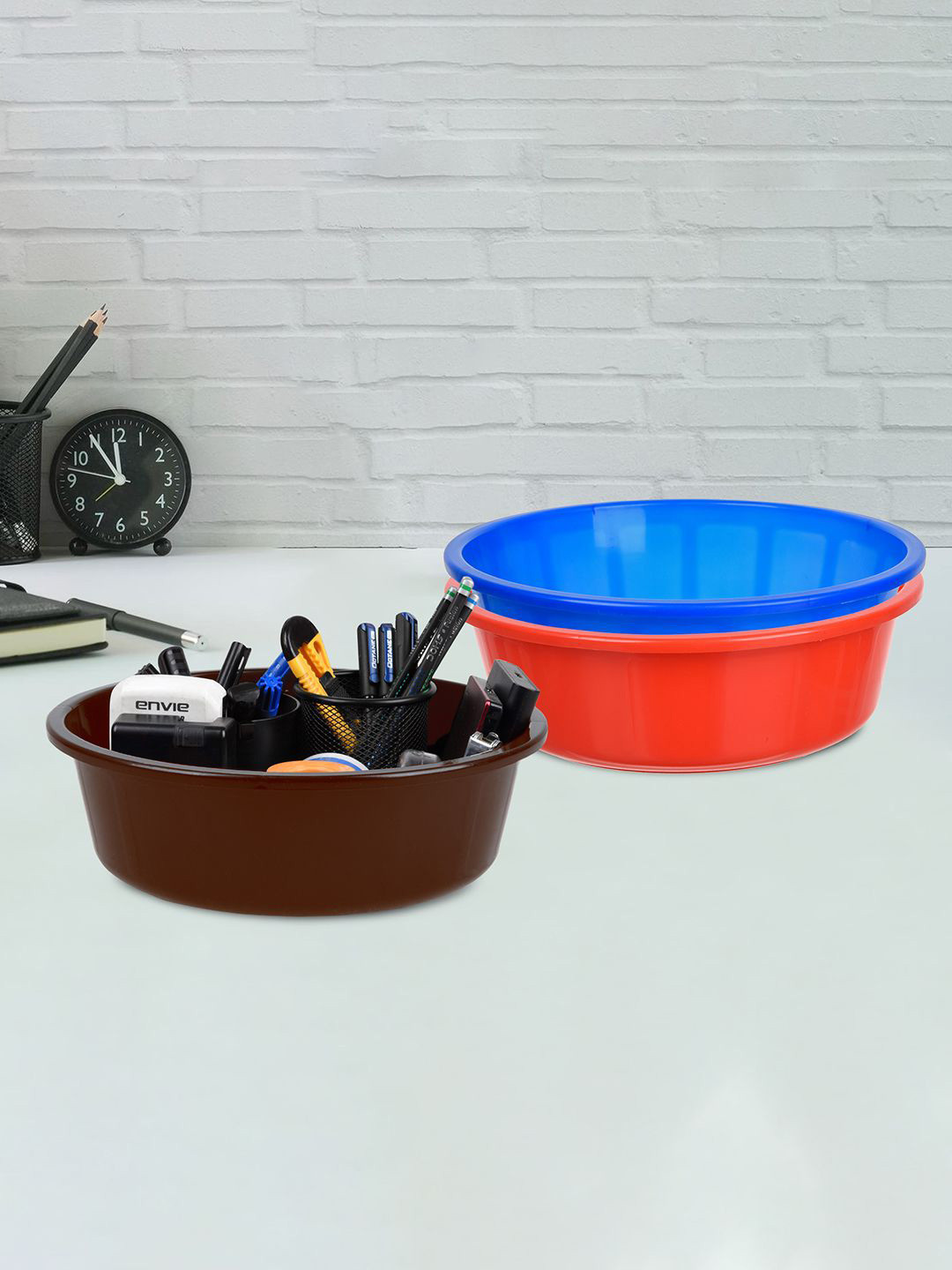 Kuber Industries Red and Blue 3 Pieces Desk Organisers
