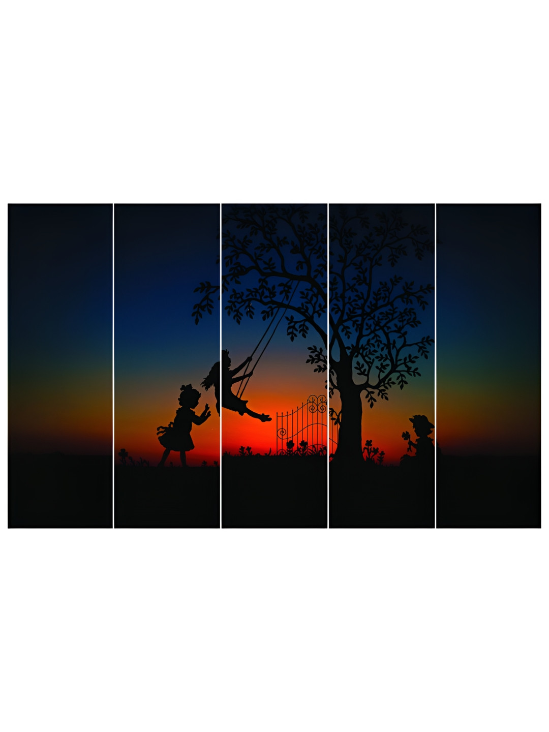 Inephos Red & Navy 5 Pieces Printed Vinyl Wall Art