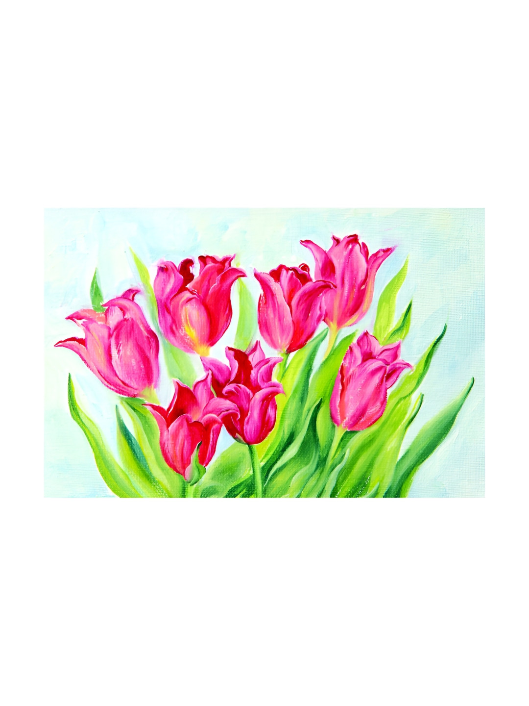 Inephos Pink & Green Floral And Botanical Canvas Beautiful Floral Wall Art