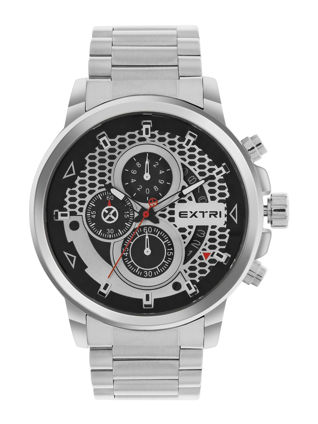 EXTRI Men Chronograph & Stainless Steel Bracelet Straps Analogue Watch X6079-A-Silver