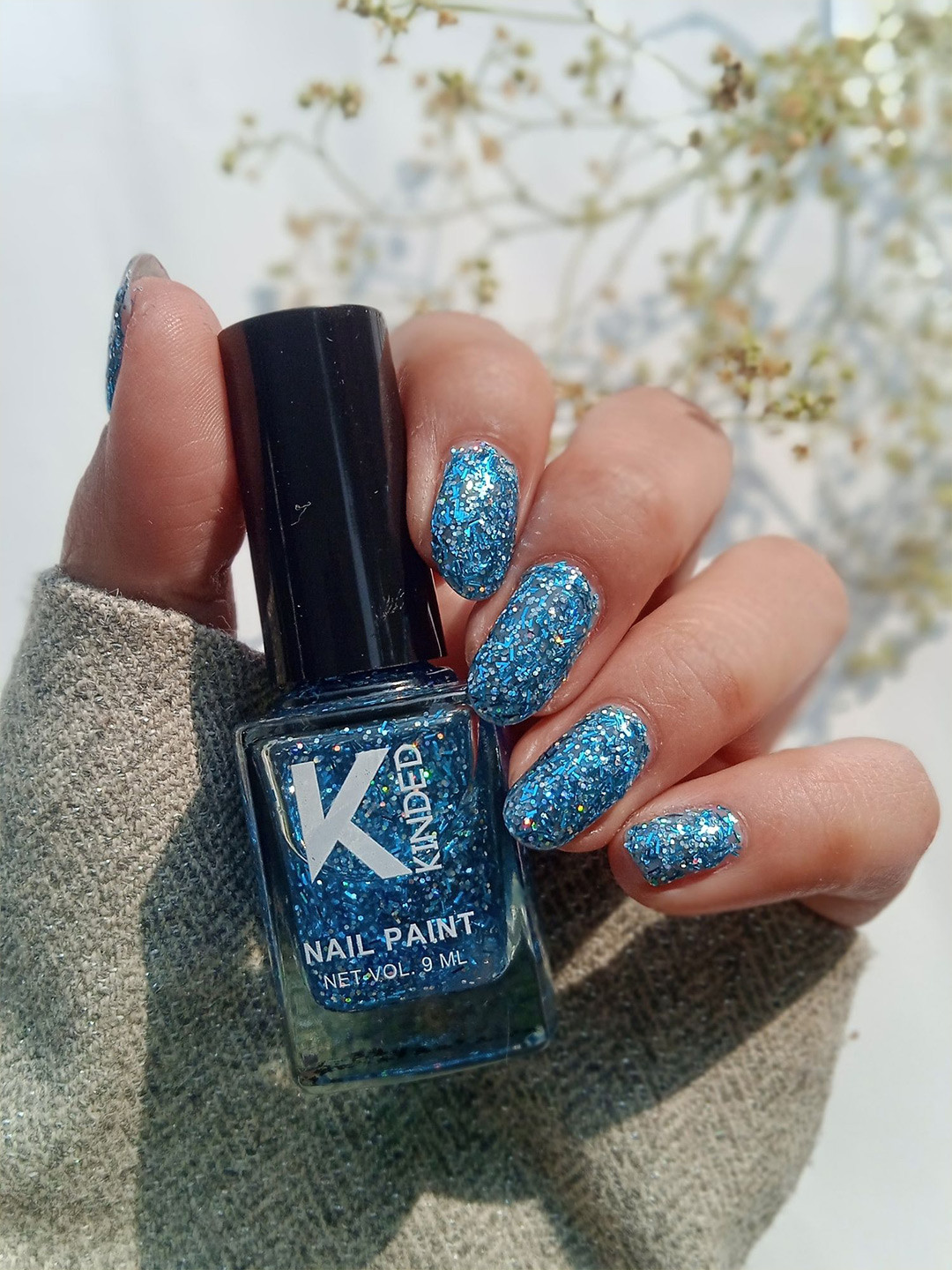 KINDED Textured Glitter Nail Polish - 9 ml - Showstopper Blue 35