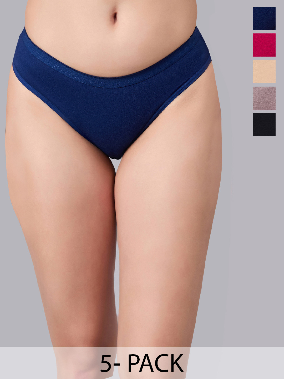 SIMOH Women Pack Of 5 Mid-Rise Basic Briefs