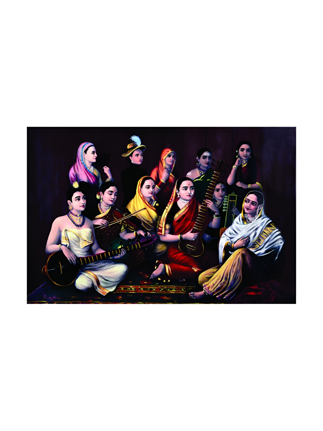 Inephos Raja Ravi Varma Canvas Wall Rectangle Paintings Wall Art -35.82 x 24.01In