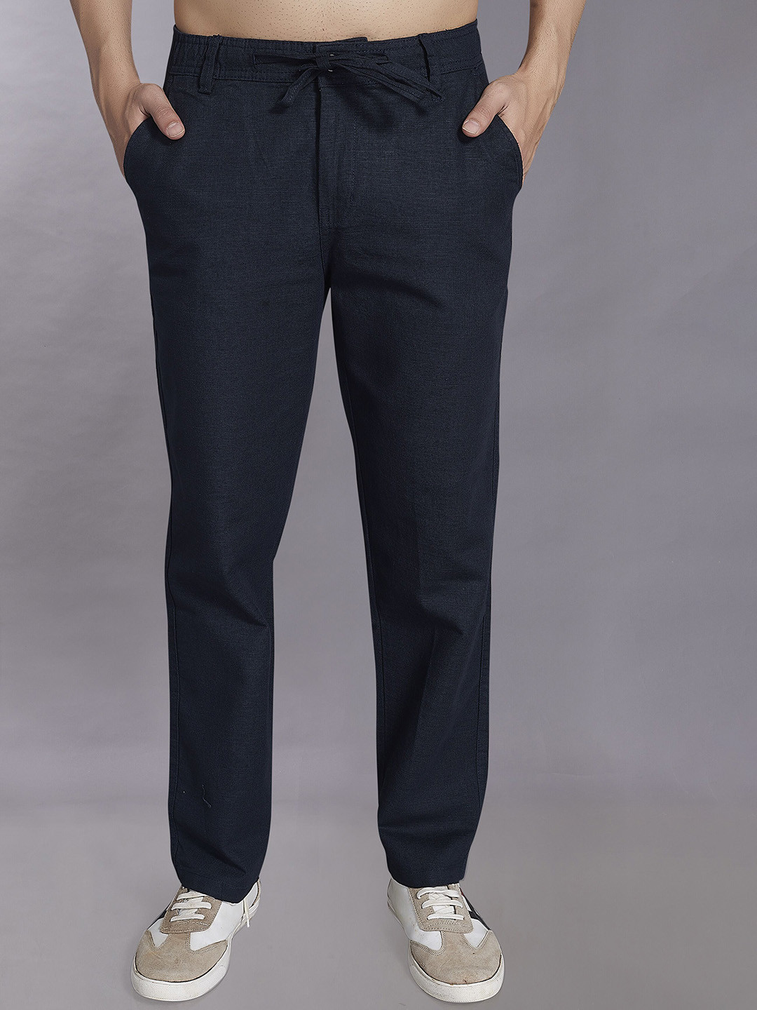 DIVISIVE Men Relaxed Fit Easy Wash Navy Blue Trousers