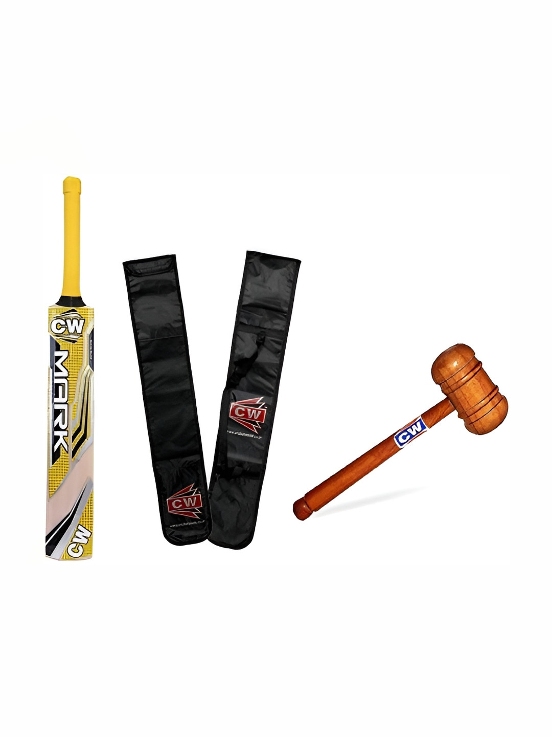 CW Printed Kashmir Willow Cricket Bat With Knocking Mallet