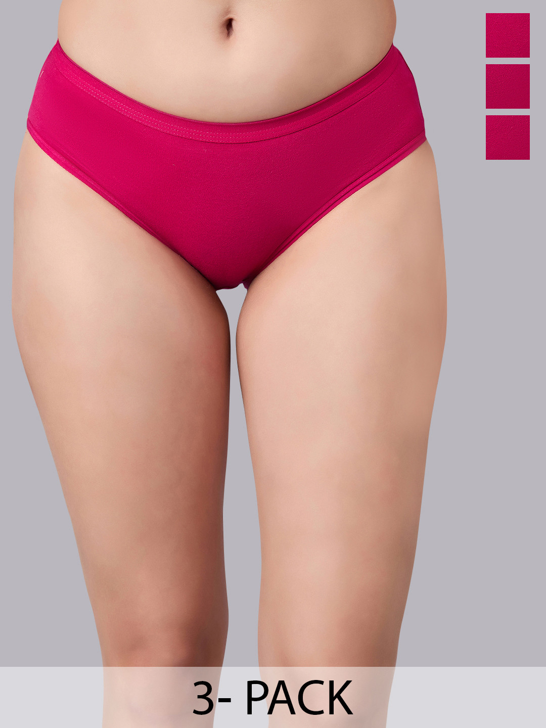 SIMOH Pack Of 3 Mid-Rise Hipster Briefs - H7117_Pink_Pink_Pink