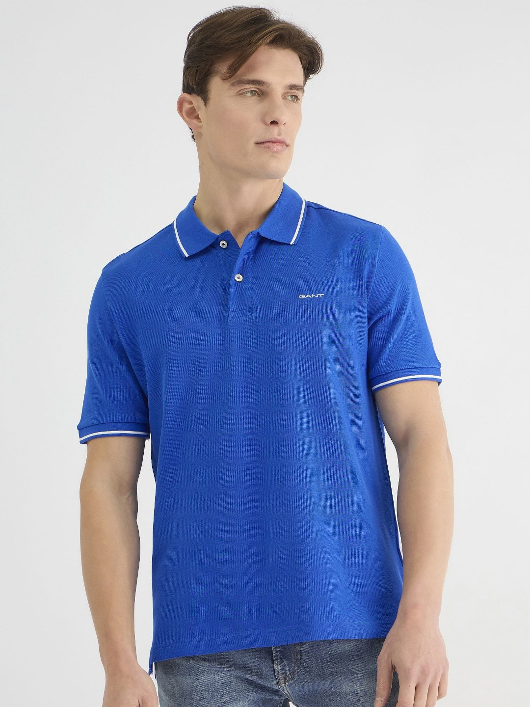 GANT Men Solid Pique Rugger Polo Collar Cotton T-shirt