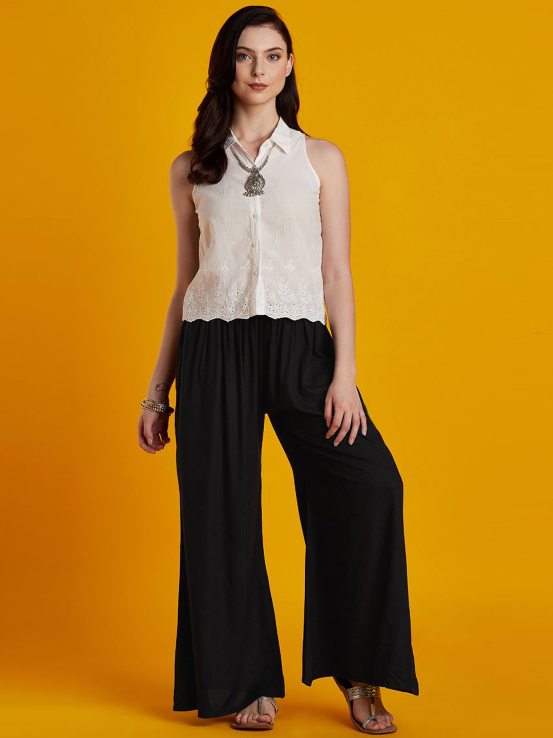 VEDANA Women Flared Ethnic Palazzos