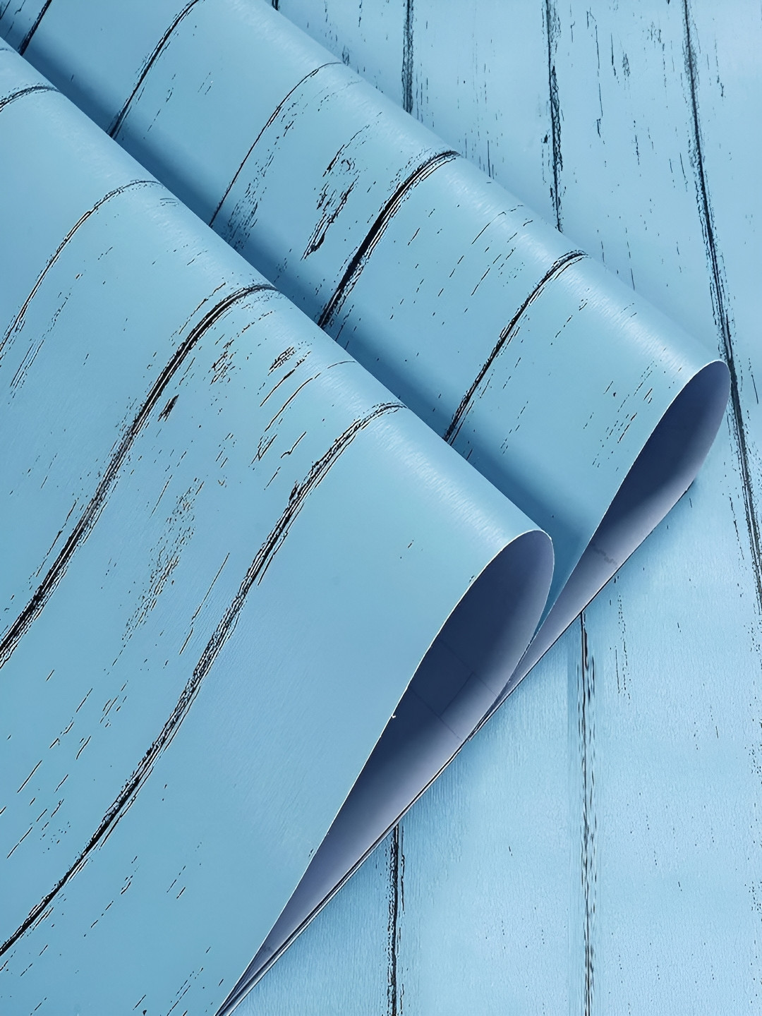 ANNA CREATIONS Blue & Black Wooden Plank Self-Adhesive Waterproof Wallpaper